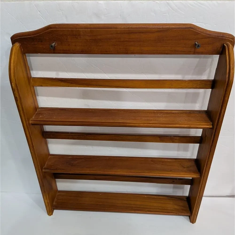 Vintage Wooden Spice Rack Wall Mount 3 Tier Kitchen Shelf 24 New Simply Organic